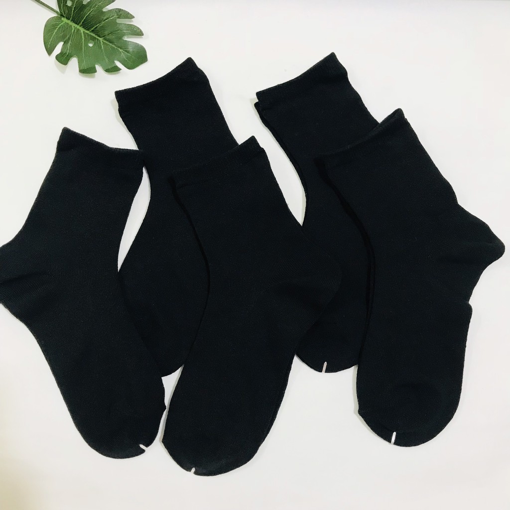 5 đôi -Tất/ vớ nam nữ, đen, trắng cổ trung chất cotton thấm hút mồ hôi, chống hôi chân. Hàng xuất Nhật (mẫu 3)