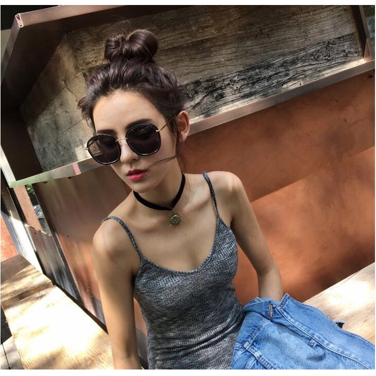 (Hàng Có Sẵn) Kính Mát Hình Oval Chống Tia Uv Phong Cách Retro