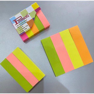 Giấy note dạ quang Neon Pronoti xấp chia nhỏ 3 màu 4 màu 5 màu nhiều màu 5.0