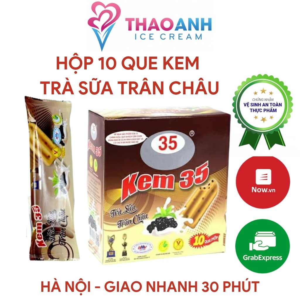 Kem Tràng Tiền 35 - Hộp 10 que kem trà sữa trân châu [Hà Nội - Giao nhanh 30 phút Nowship & Grab] - Thảo Anh Ice Cream