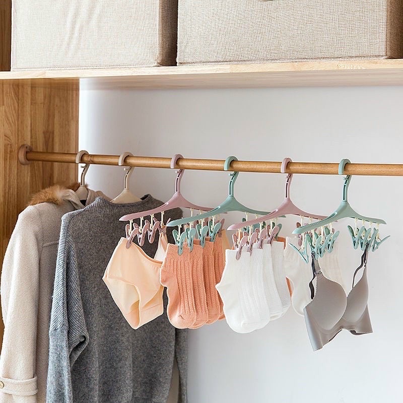 Móc 8 kẹp phơi tất, móc phơi đồ lót chống bay chống rơi ( shop giao màu ngẫu nhiên )