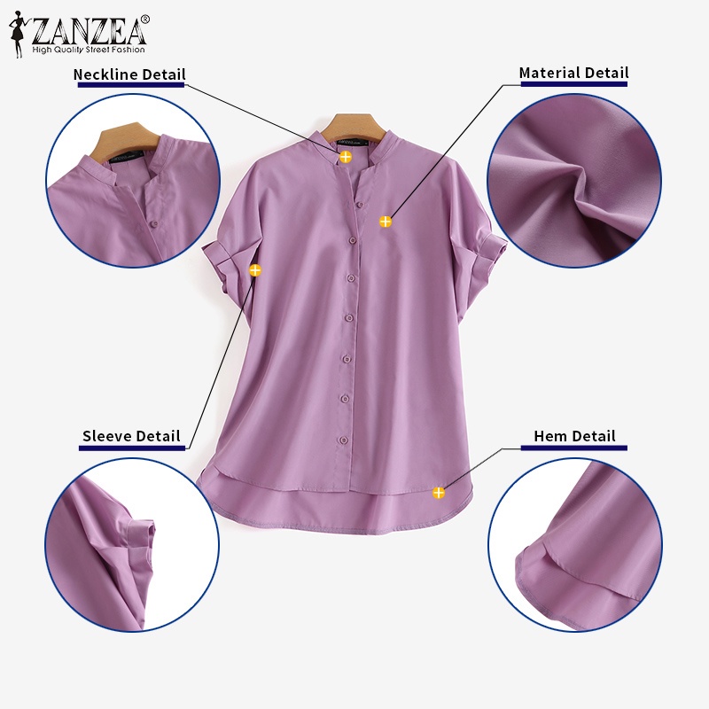 Zanzea Áo Cánh Dơi Dáng Rộng Cổ Đứng Phối Nút Thời Trang Cho Nữ