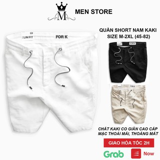 Quần kaki nam ngắn lưng thun màu trắng cao cấp form Hàn Quốc co giãn siêu đẹp cao cấp H4