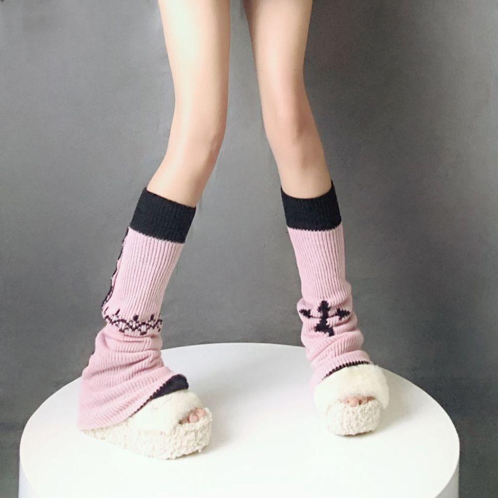 Mocho Vớ Dệt Kim Giữ Ấm Chân Màu Trơn Ngọt Ngào Phong Cách Harajuku Mùa Thu Cho Nữ