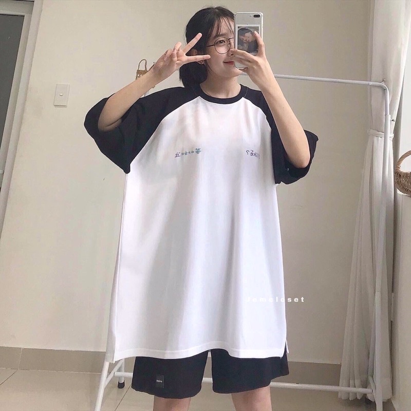 {Ảnh Thật} sét bộ đồ áo quần mặc nhà RAPLANG áo phông tay lỡ rộng tay phối basic kèm quần short đùi thể thao