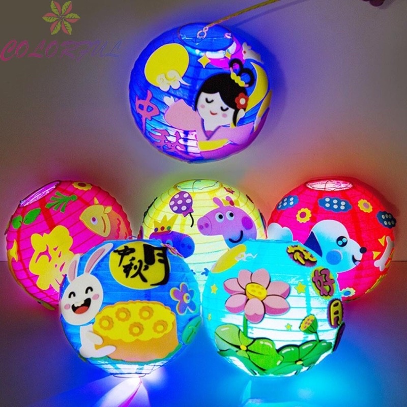 Lồng đèn trung thu 2022 tự dán sticker 3D sáng tạo