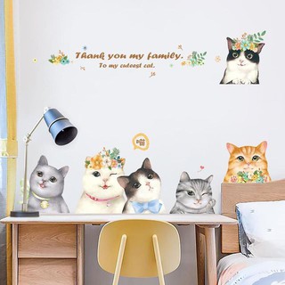 decal dán tường gia đình mèo