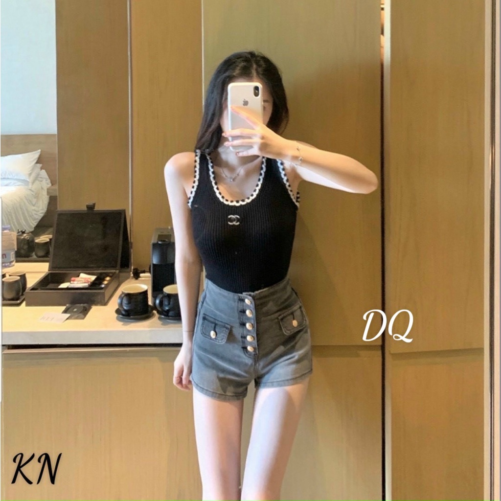 Áo 2 dây len montoghi viền chữ X hot