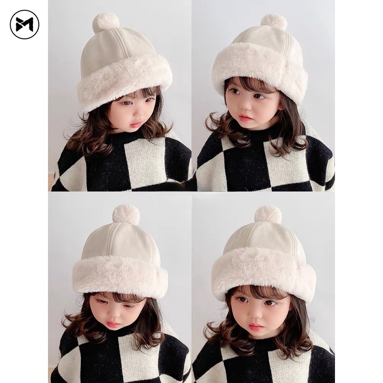 Mũ Thu Đông Chất Da Lộn Dày Dặn Dễ Thương Xinh Xắn Cho Bé 1-5 Tuổi