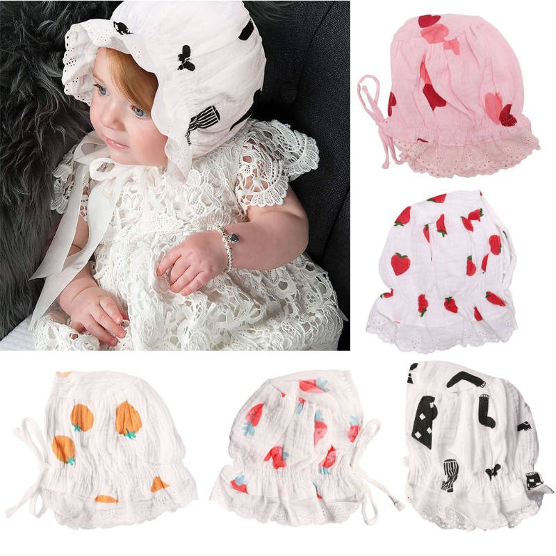 Mũ Bonnet Cotton Thoáng Khí In Họa Tiết Thời Trang Xuân Hè Dùng Làm Đạo Cụ Chụp Ảnh Cho Bé Sơ Sinh