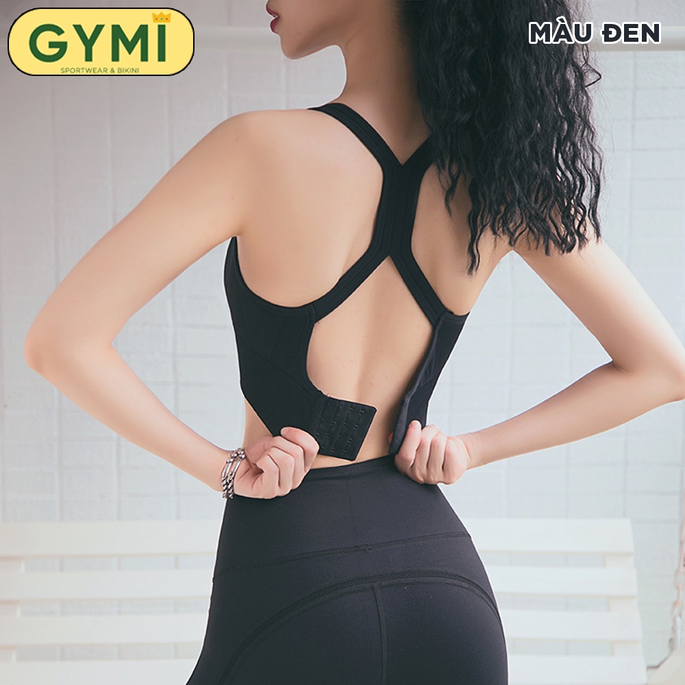 Áo bra tập gym yoga nữ GYMI AL03 dáng croptop thể thao khoá cài 4 nấc kèm mút ngực nâng chống sốc ngực