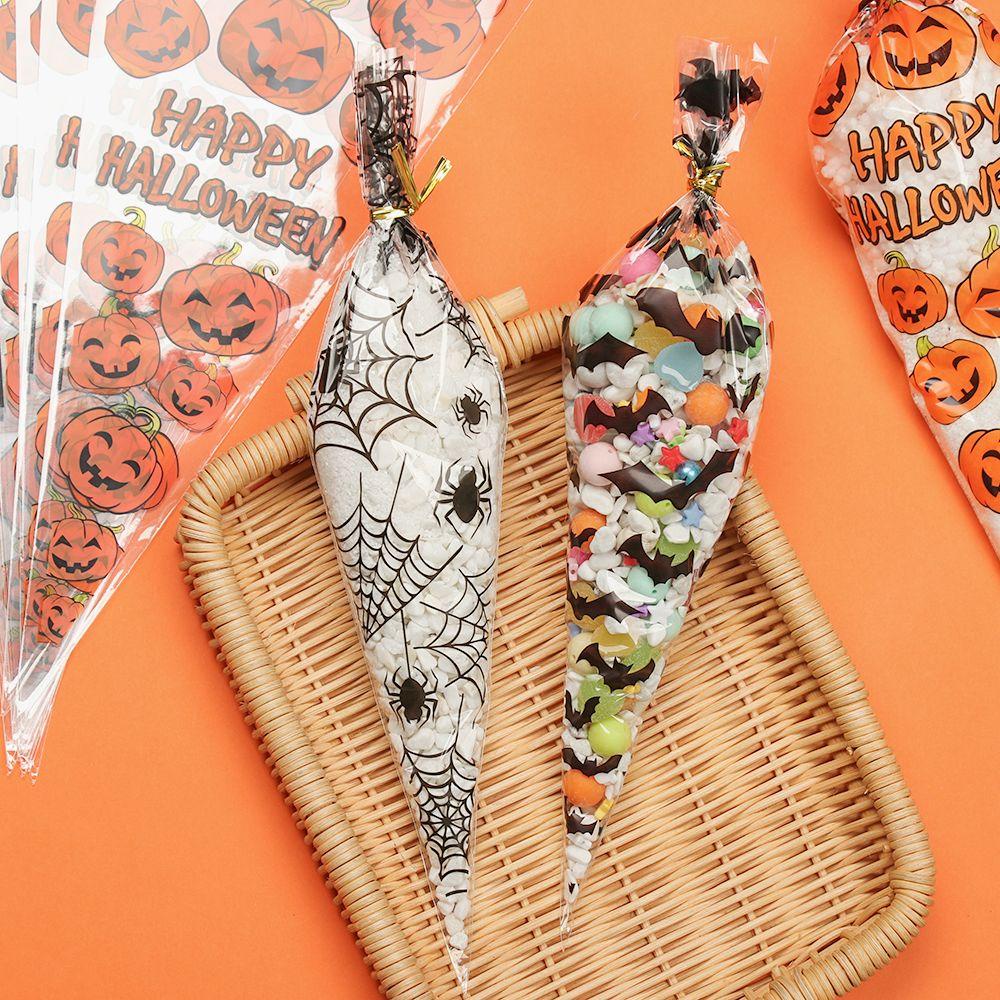 PINEVN Set 100 Túi Đựng Bắp Rang Bơ / Dơi / Bí Ngô Trong Suốt Trang Trí Tiệc Cưới