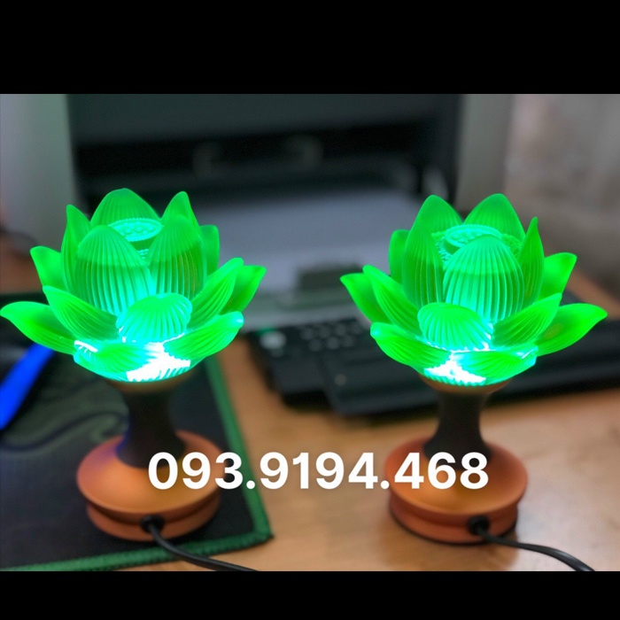 Đèn Thờ Cúng Hoa Sen Lưu Ly Trang Trí Bàn Thờ Phật Gia Tiên 13cm -28cm