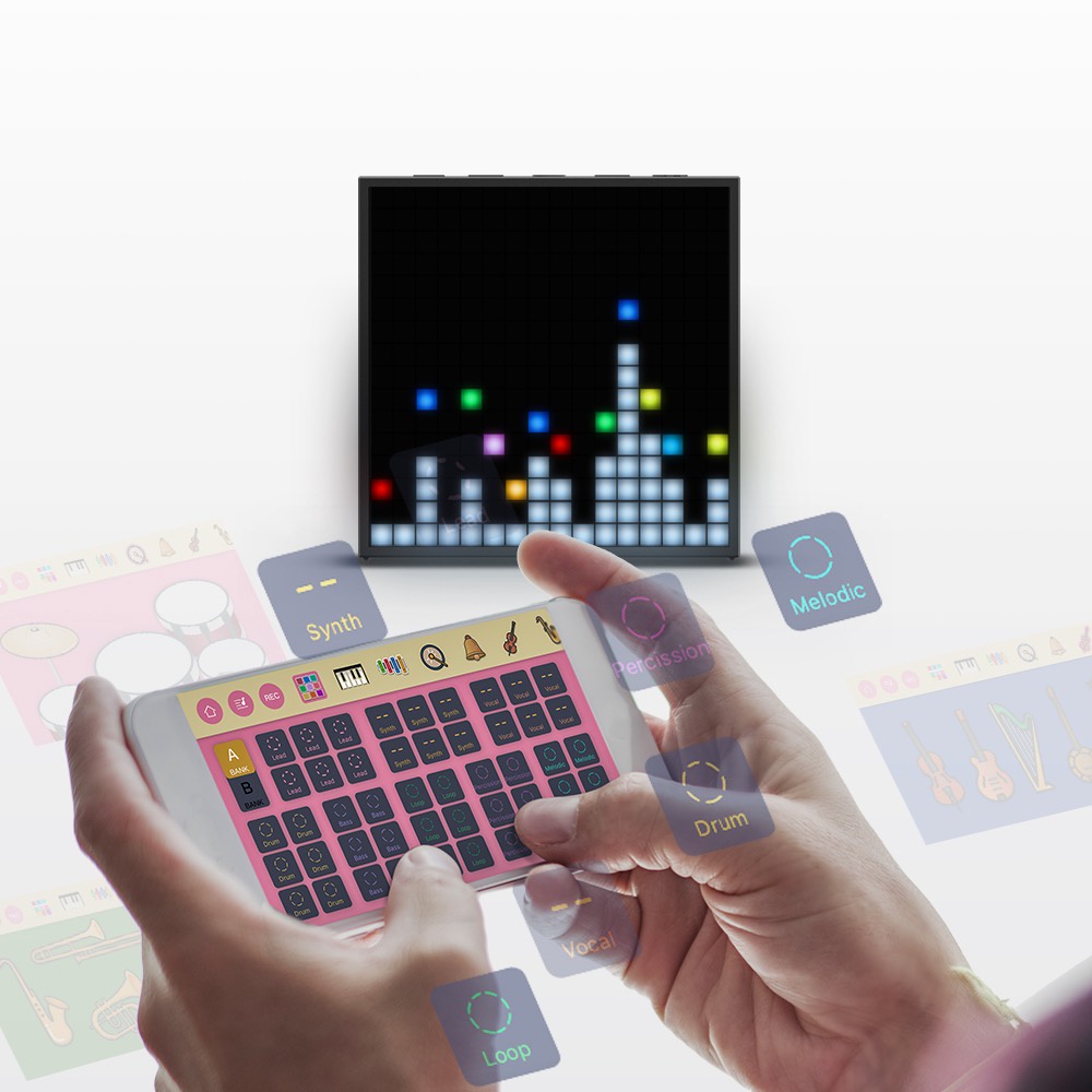 Divoom Timebox-Evo Loa bluetooth thông minh, màn hình pixel LED 256 Full RGB, đồng hồ báo thức, ghi âm