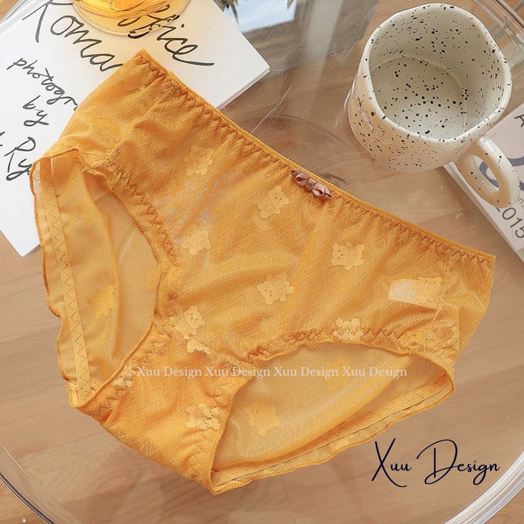 Quần lót ren sexy xuyên thấu đính nơ họa tiết gấu bear sexy gợi cảm - Wexuu Design QC51