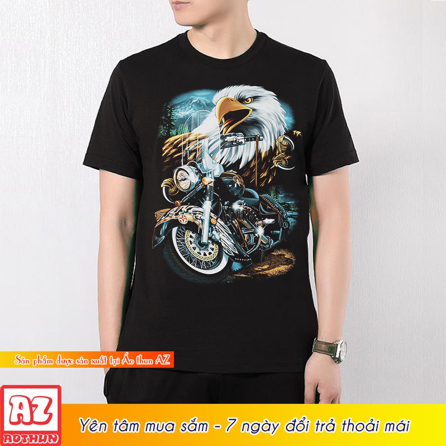 Áo thun nam in hình đại bàng motor 3d thái lan - bigsize 5XL 6XL 7XL M3019