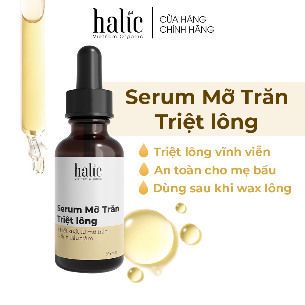 Combo triệt lông vĩnh viễn gồm Sáp Wax Lông và Serum Mỡ Trăn triệt lông Halic Organic dùng cho Chân Tay, Nách, Body