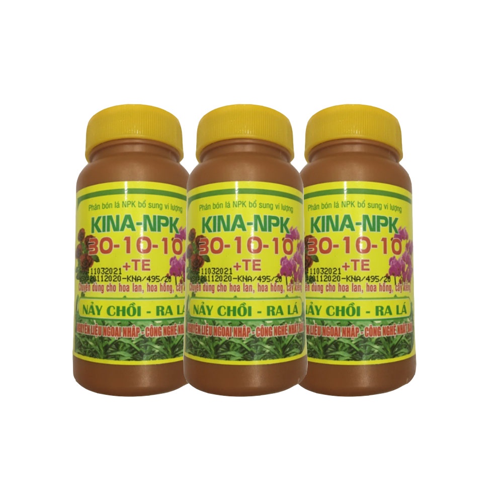 Combo 3 hộp Phân bón lá cao cấp NPK 30-10-10+TE chuyên cho hoa Lan và cây cảnh giúp nảy chồi ra lá KINA01
