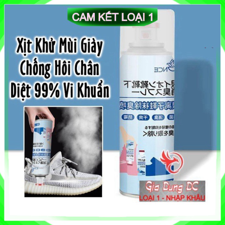 [Hàng Cao Cấp]  Xịt khử mùi giày Nano Bạc mùi dịu nhẹ 260ml chai xịt ngược khử mùi giày dép tủ giày hiệu quả