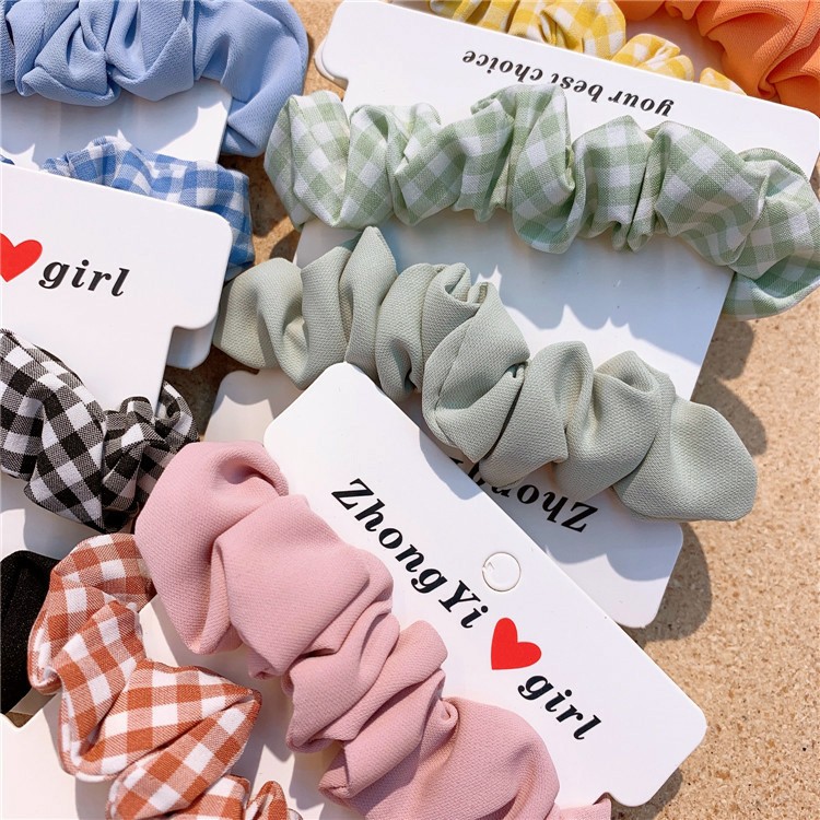 Scrunchies Cột Tóc Set 2 Cái Bản Nhỏ Vải Đũi Hoa Cúc Tròn