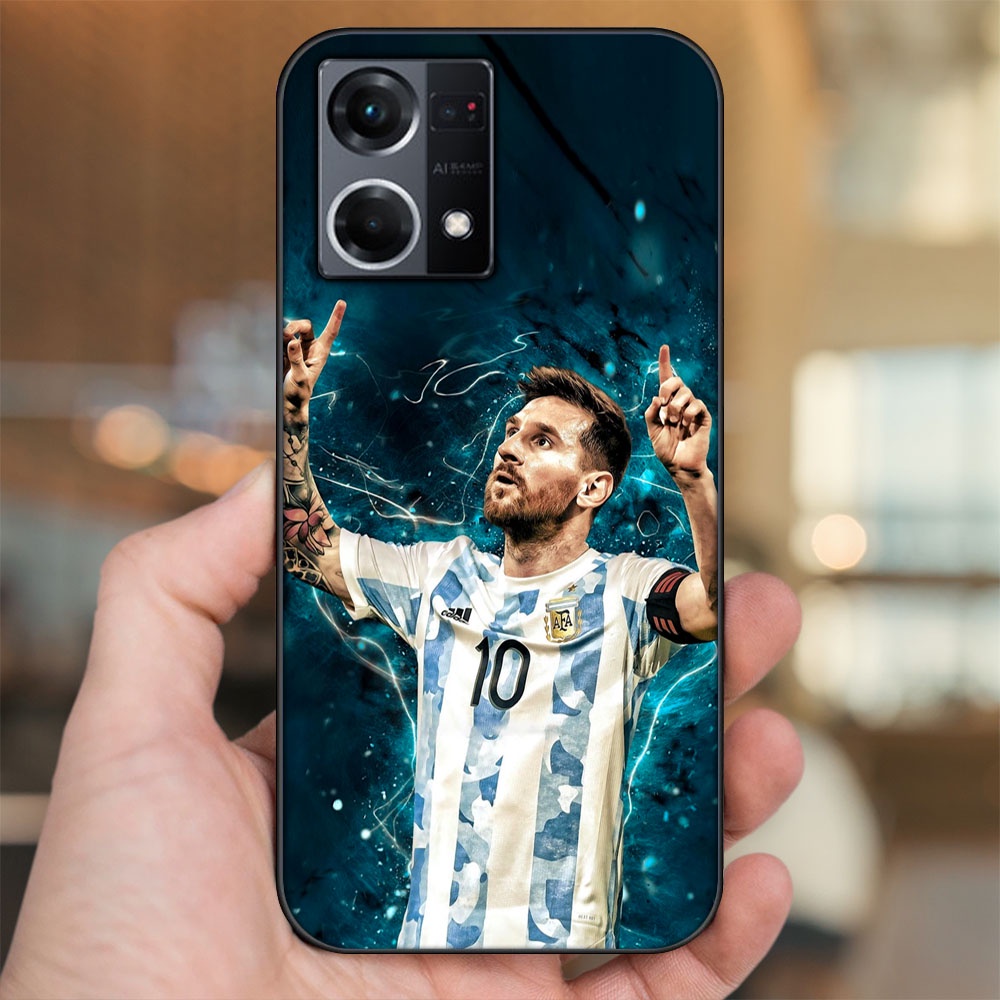 Ốp lưng Oppo Reno 8 4G viền đen in hình Lionel Messi Barcelona PSG