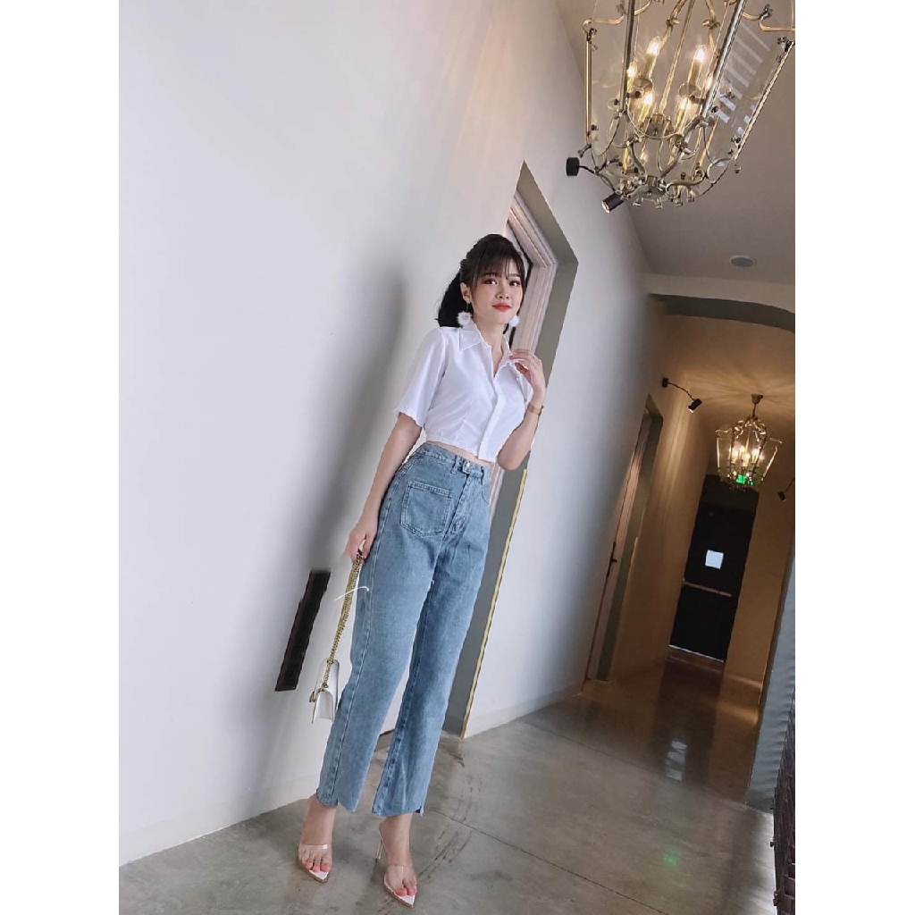 Áo Sơ Mi Cộc Tay Croptop | BigBuy360 - bigbuy360.vn