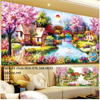 Tranh đính đá phong cảnh 100x50cm chưa đính y8006