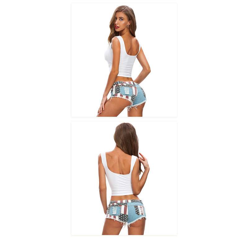 388# Quần short denim Siêu Ngắn Lưng Thấp Gợi Cảm Cho Nữ