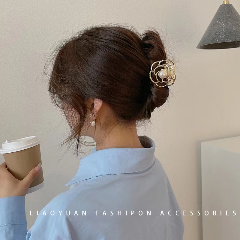 Kẹp Tóc Kim Loại Hình Hoa Trà Phong Cách Hàn Quốc Dễ Thương Cho Nữ