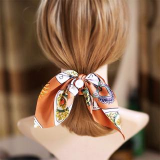 Dây buộc tóc đính nơ vải lụa thời trang