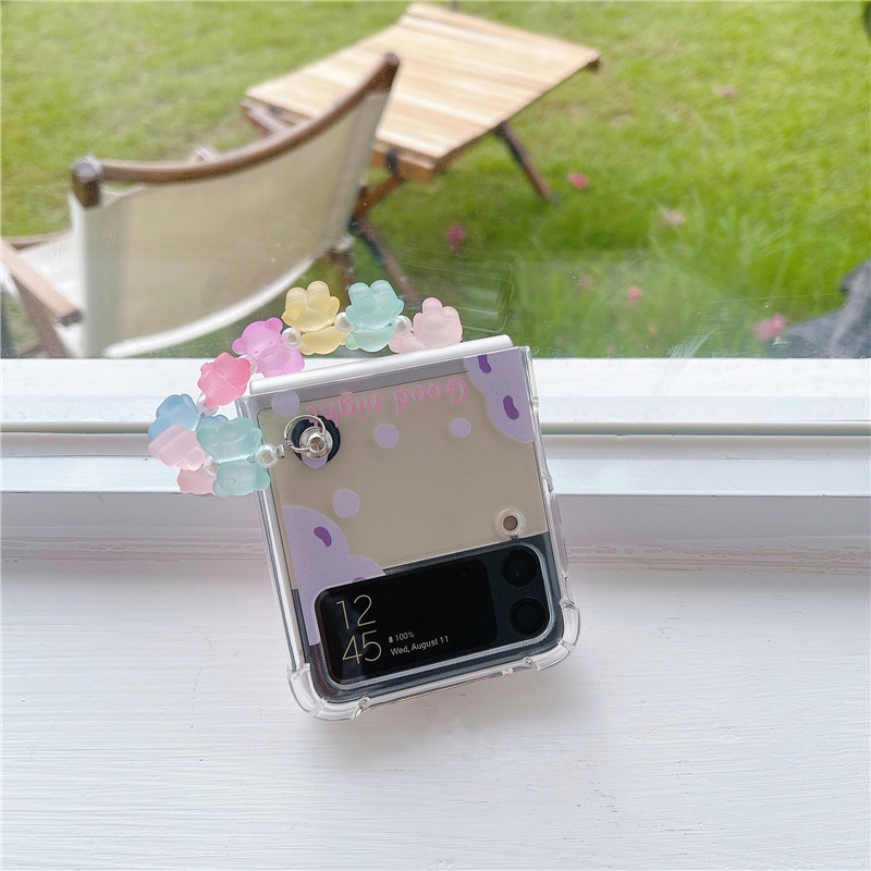 Ốp Điện Thoại Dẻo Trong Suốt Họa Tiết Hoạt Hình Chú Gấu & Cầu Vồng Cho Samsung Galaxy Z Flip 3 5G Samsung Z Flip 4