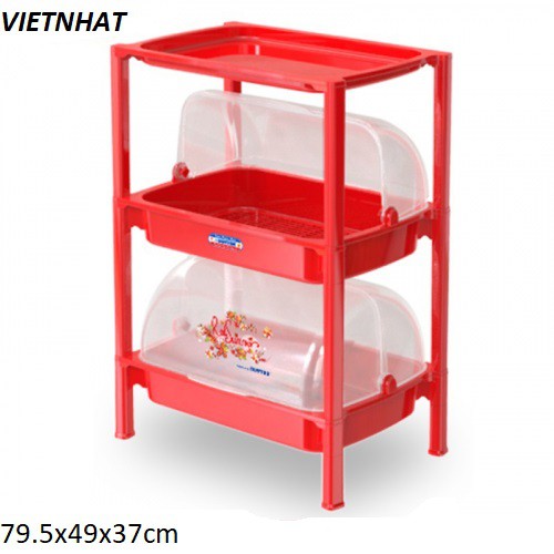 Kệ chén 2 tầng Việt Nhật có nắp đậy an toàn vệ sinh - đồ dùng nhà bếp cao cấp