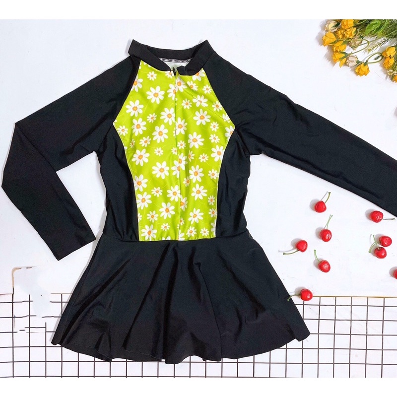 Váy Bơi Liền Thân Nữ Tay Dài (Nhiều Mẫu -Free size 40-60 ký)