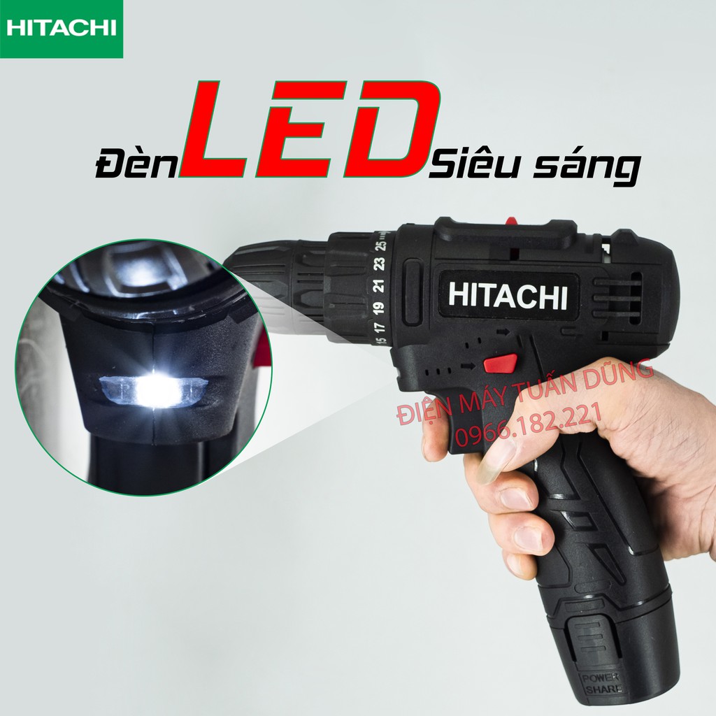 [Chính Hãng] Máy khoan pin Hitachi 12v - 2 Pin