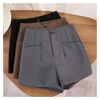 Quần Short Cạp Cao Khóa Trước Túi Trước Ba Màu Siêu Xinh