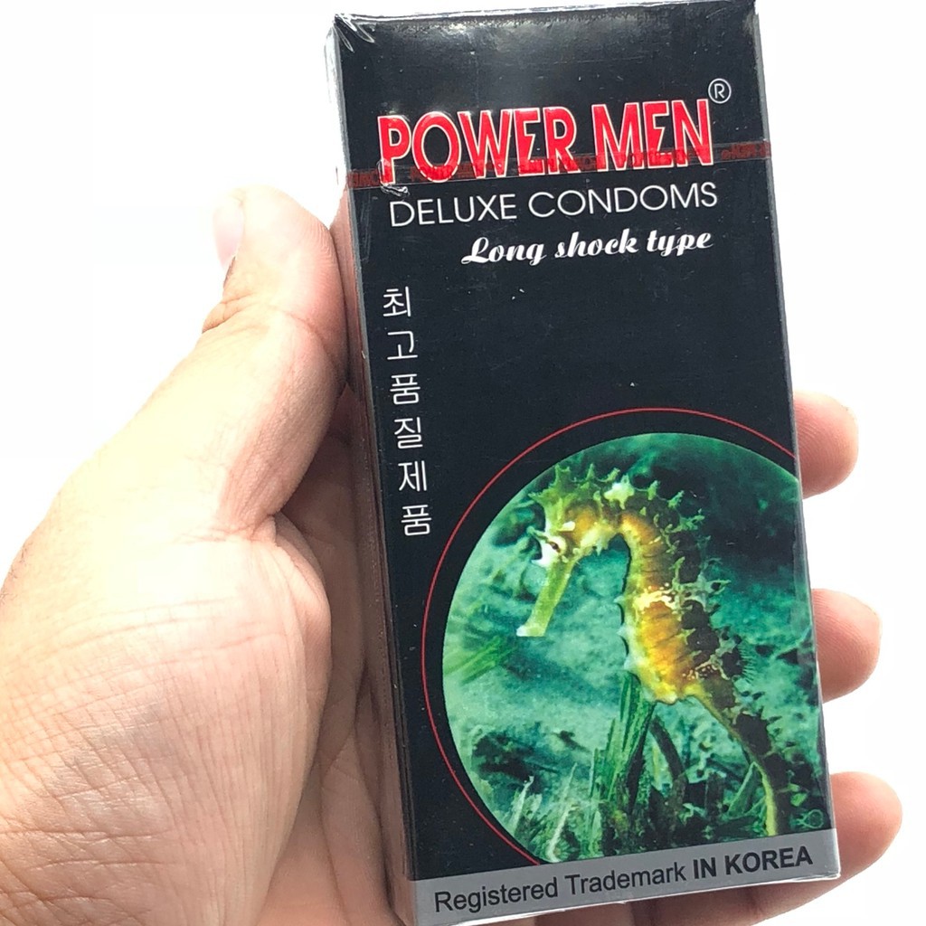 [Chính Hãng]Hôp 12 Cái Bao cao su Hàn Quốc POWERMEN LONG SHOCK - Gân Gai - Kéo dài thời gian