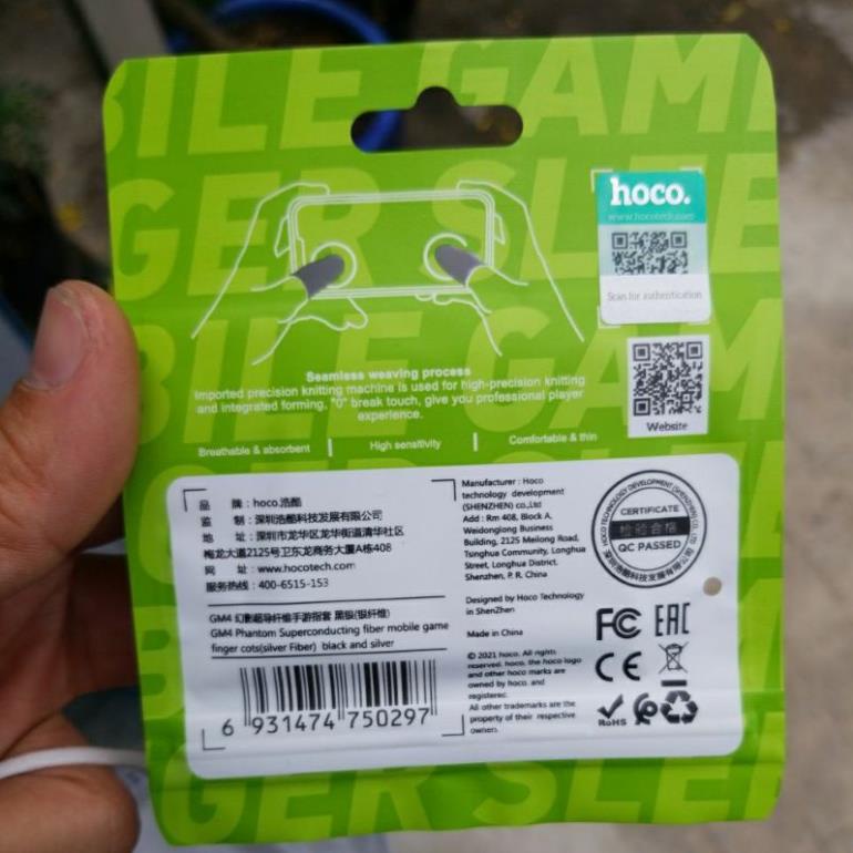 Bộ 2 ngón tay chơi game Hoco GM4 sợi bạc cảm ứng tốt, ngừa mồ hôi