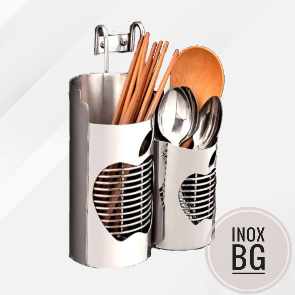 [INOX304] Ống đựng đũa inox - Ống đựng đũa muỗng vuông 1 ngăn hình táo inox cao cấp 304