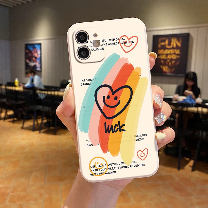Ốp lưng iPhone ốp viền cầu vồng mặt cười good - luck từ iP 6 đến13 promax