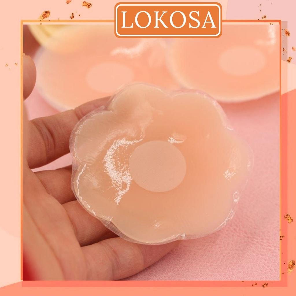 Miếng Dán Ngực LOKOSA Phụ Kiện Đồ Lót Hình Nhũ Hoa Silicon Siêu Bám Dính Có Thể Sử Dụng Nhiều Lần (1 Cặp) PK003