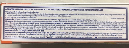 [ Chính Hãng ] KEM ĐÁNH RĂNG AQUAFRESH 158.7g