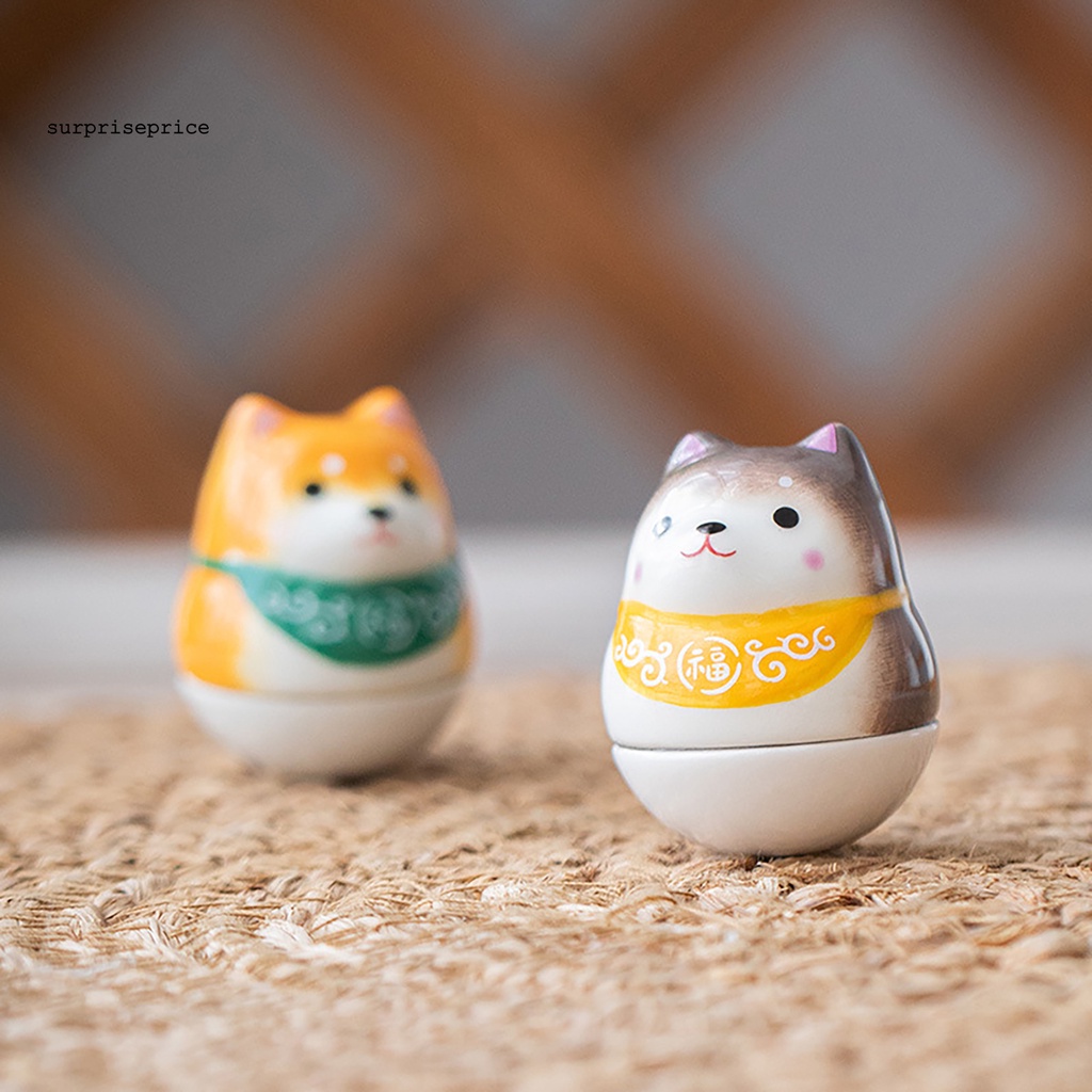 Đồ Chơi Lật Đật Bằng Gốm Mini Hình Chú Chó Dễ Thương Trang Trí Bàn Làm Việc