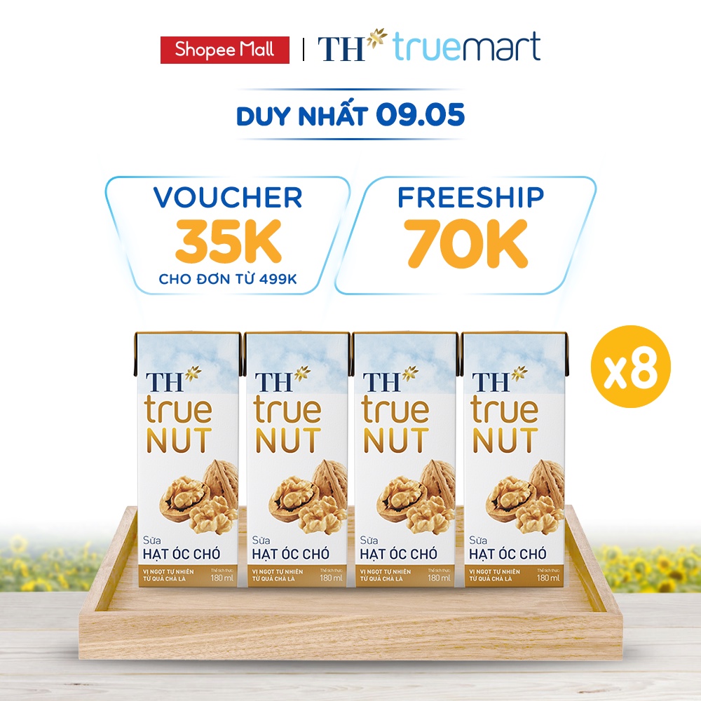 8 Lốc sữa hạt óc chó TH True Nut 180ml (180ml x 4 hộp)