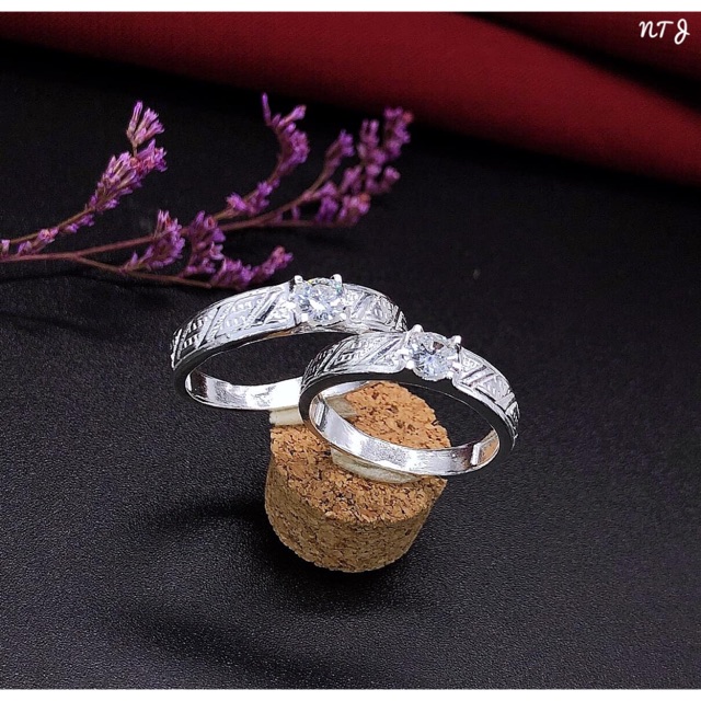 CẶP NHẪN ĐÔI NAM NỮ GẮN ĐÁ - NHẪN BẠC TA