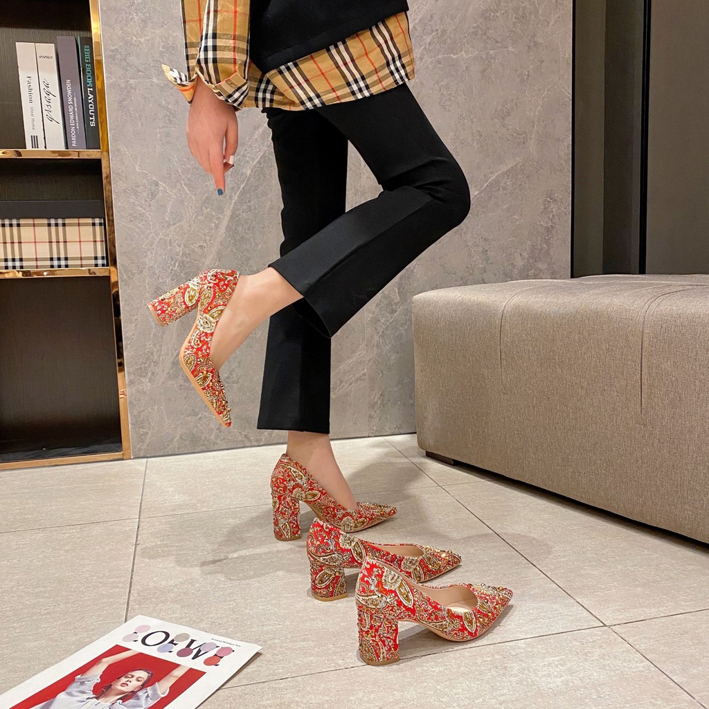 Giày Cao Gót 4.5Cm 6.5Cm 9Cm Mũi Nhọn Thiết Kế Quyến Rũ Thoải Mái