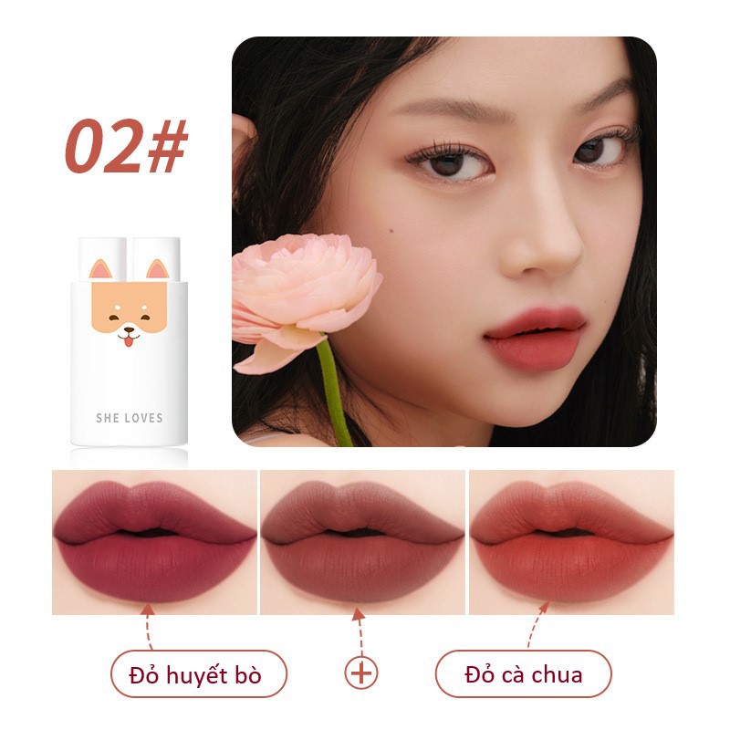 Son She Loves Dog and Cat Diary Matte Lipstick siêu lì hàng nội địa Trung | BigBuy360 - bigbuy360.vn