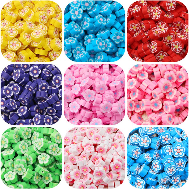 Set 30 hạt đất sét polymer màu hỗn hợp hình bông hoa dùng làm đồ trang sức