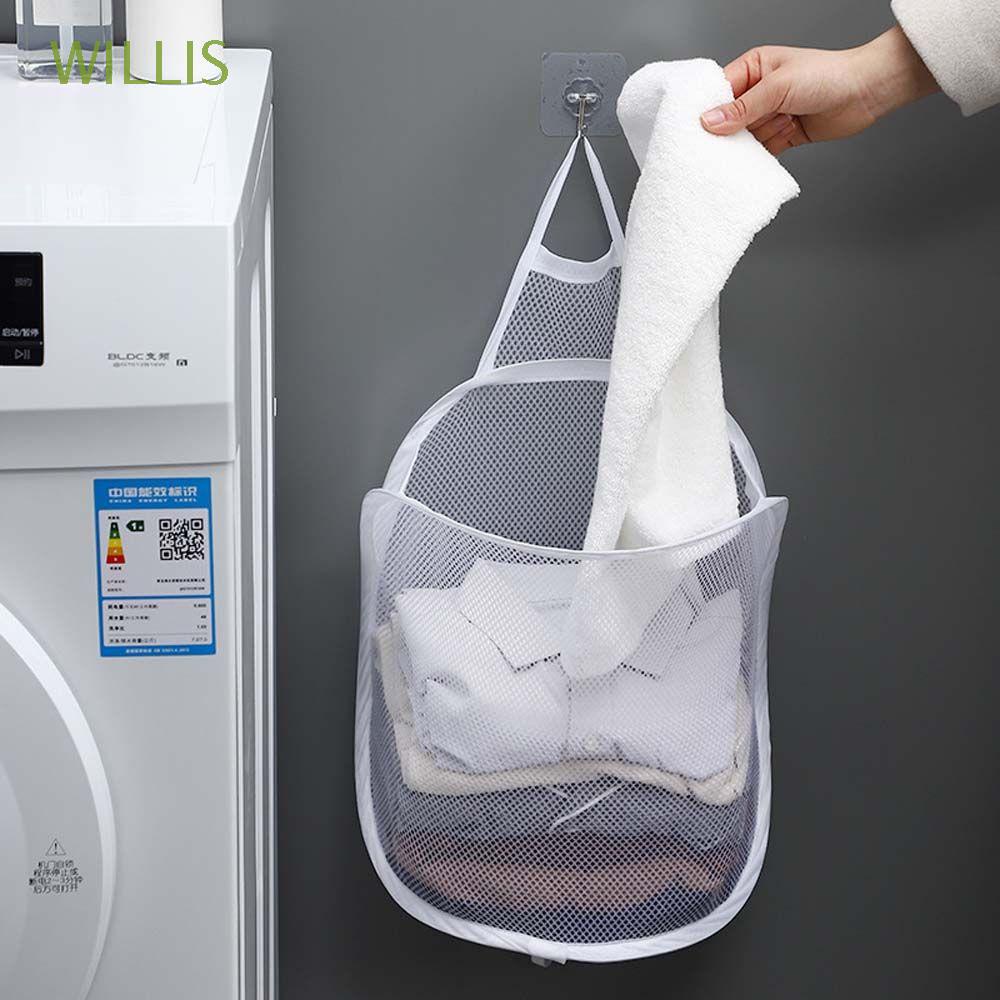 Giỏ Lưới Đựng Quần Áo Bẩn Treo Tường Thoáng Khí Có Thể Gấp Gọn
