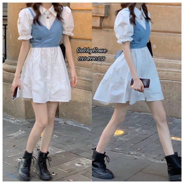 [Order] Set váy kèm yếm denim ulzzang