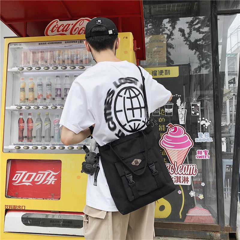 Túi vải canvas đeo vai đơn giản phong cách Nhật Hàn cho nam Túi Thư